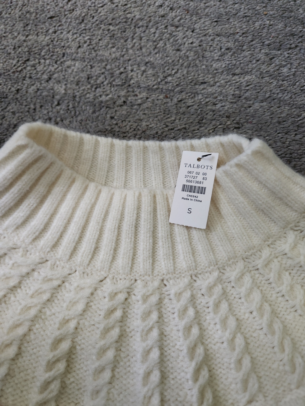 Talbots Cream Cable-Knit Poncho - Picture 2 of 3